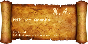 Müncz Aranka névjegykártya